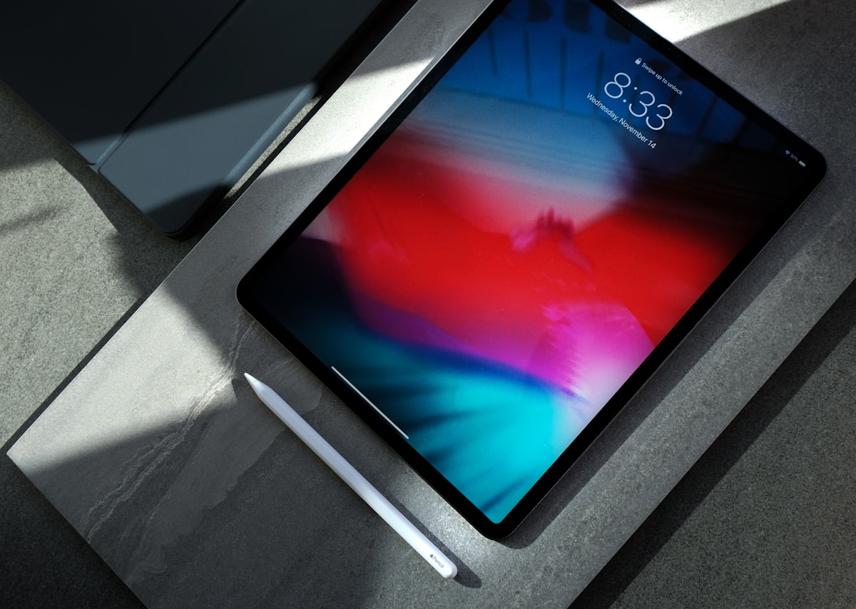 A tablet resting on a table